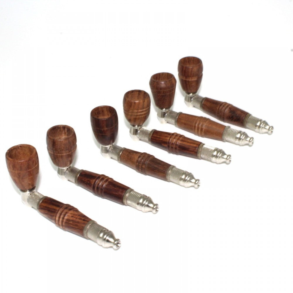 Metal With Wood Pipe With Wooden Bowl featuring durable metal construction, natural wooden bowl, and classic handcrafted styling.