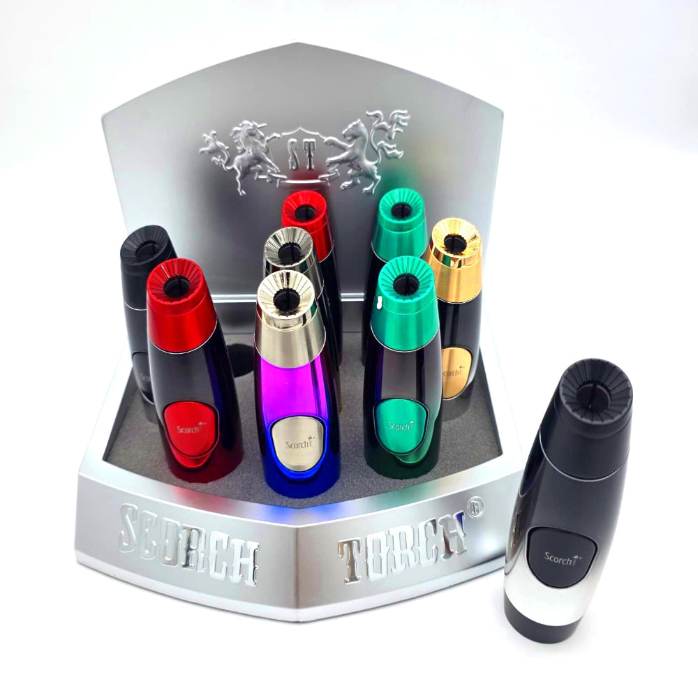 Cylindrical ergonomic Scorch Torch lighter set model 61875 9 pack durable torch lighter with strong flame