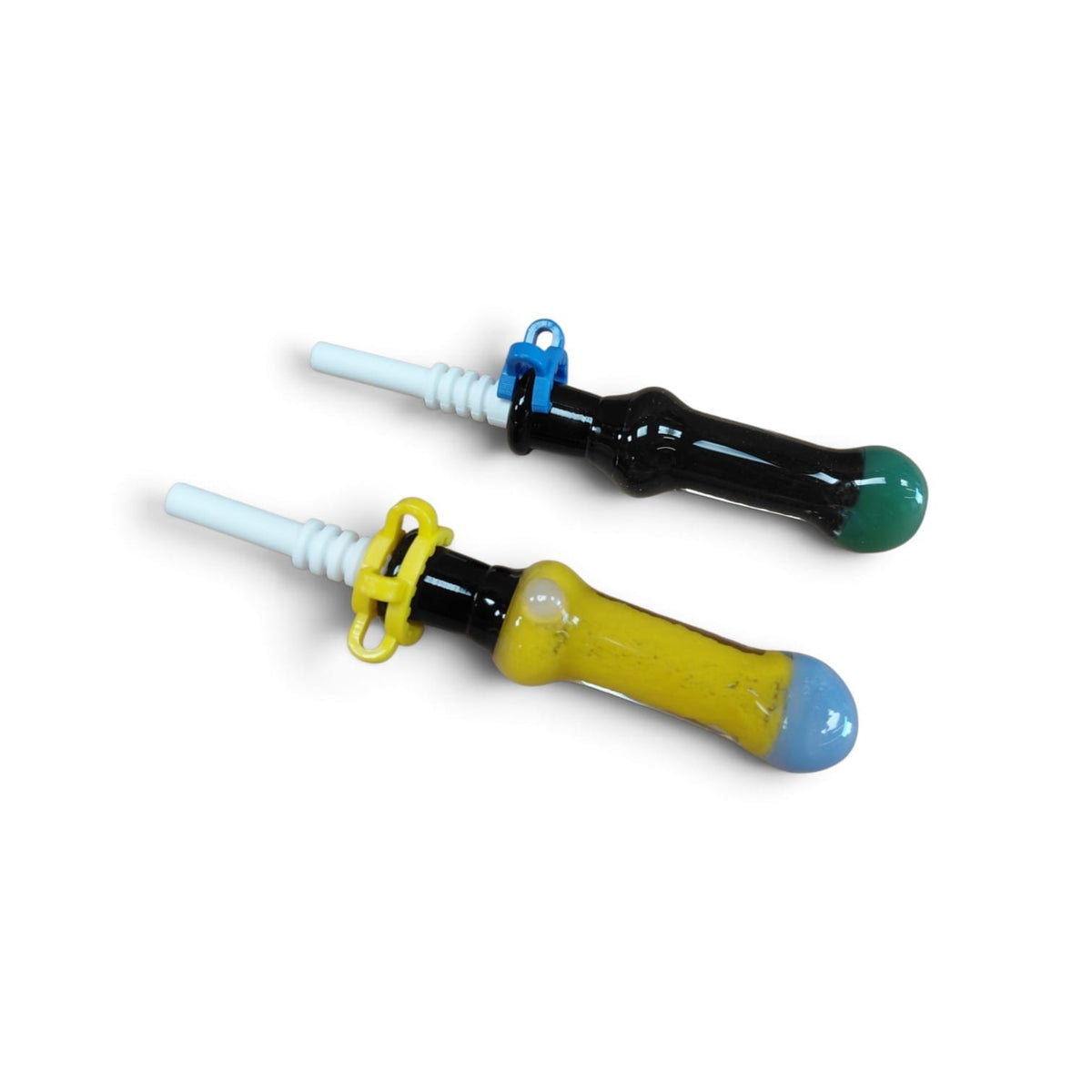 Multi Color Glass NC Straw Kit with 14MM Male Ceramic Nail and Plastic Joint Clip
