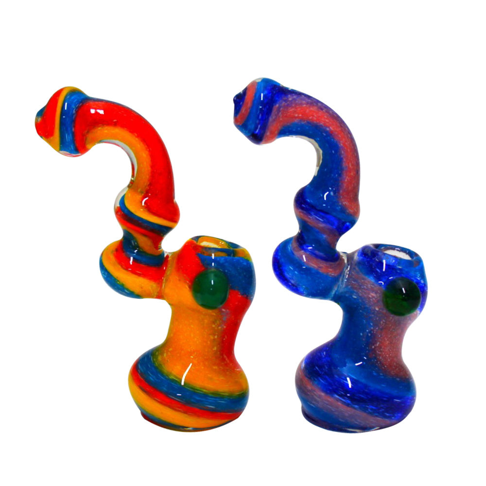 Multi Color Heavy Duty Bubbler Large Size with thick glass construction, colorful artistic detailing, and handcrafted craftsmanship.