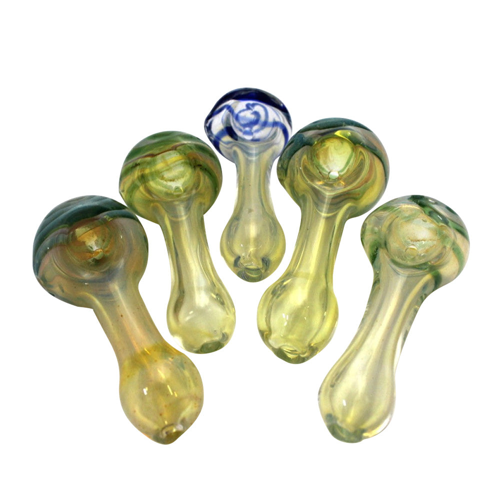 Swirl Color Head Glass Hand Pipe with handcrafted glass construction, colorful swirl design, and durable portable build.