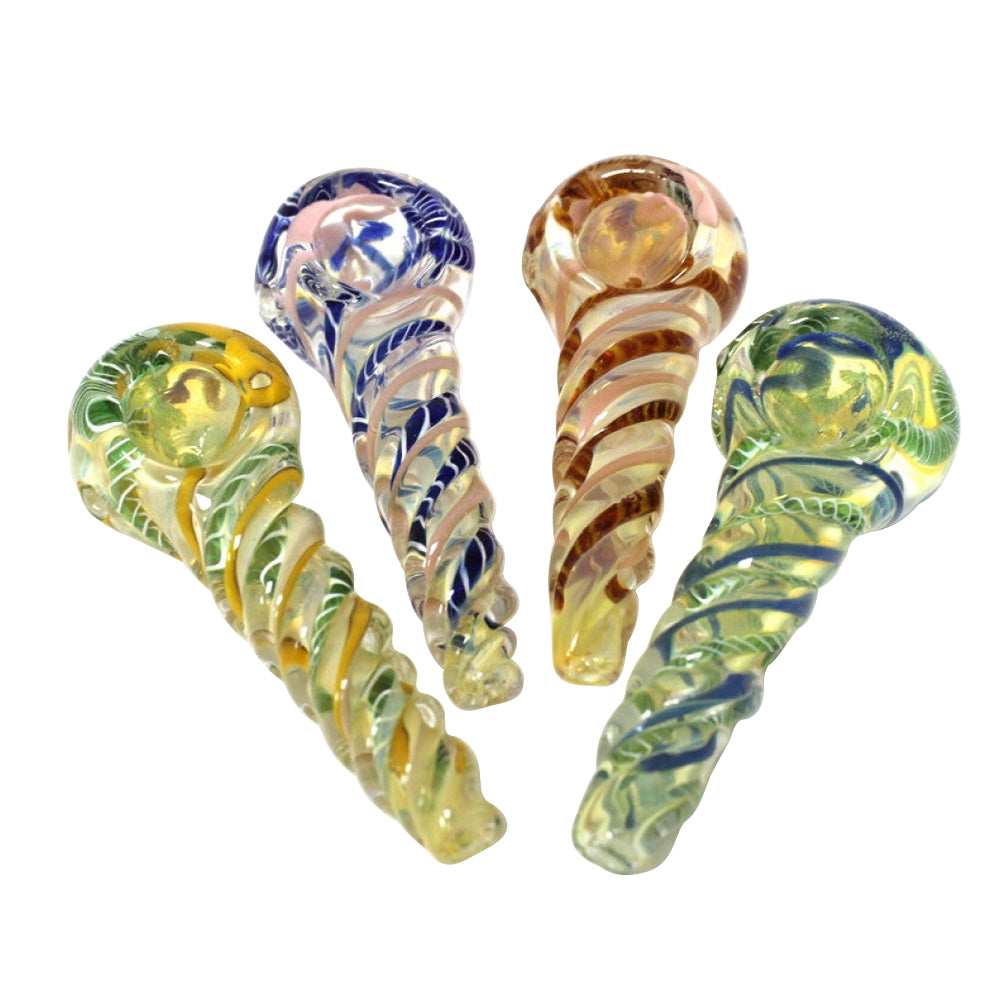 Multi Color Twisted Glass Hand Pipe with durable glass construction, vibrant twisted color design, and smooth airflow