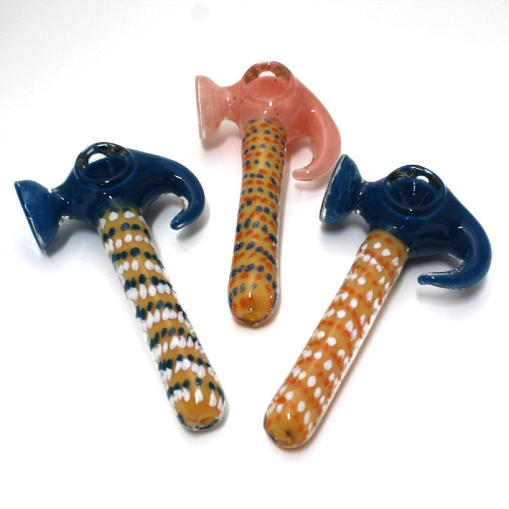 Multi Dotted USA Color Glass Hammer Pipe Large Size Featuring Colorful Tube Design and Heavy Duty Glass Construction