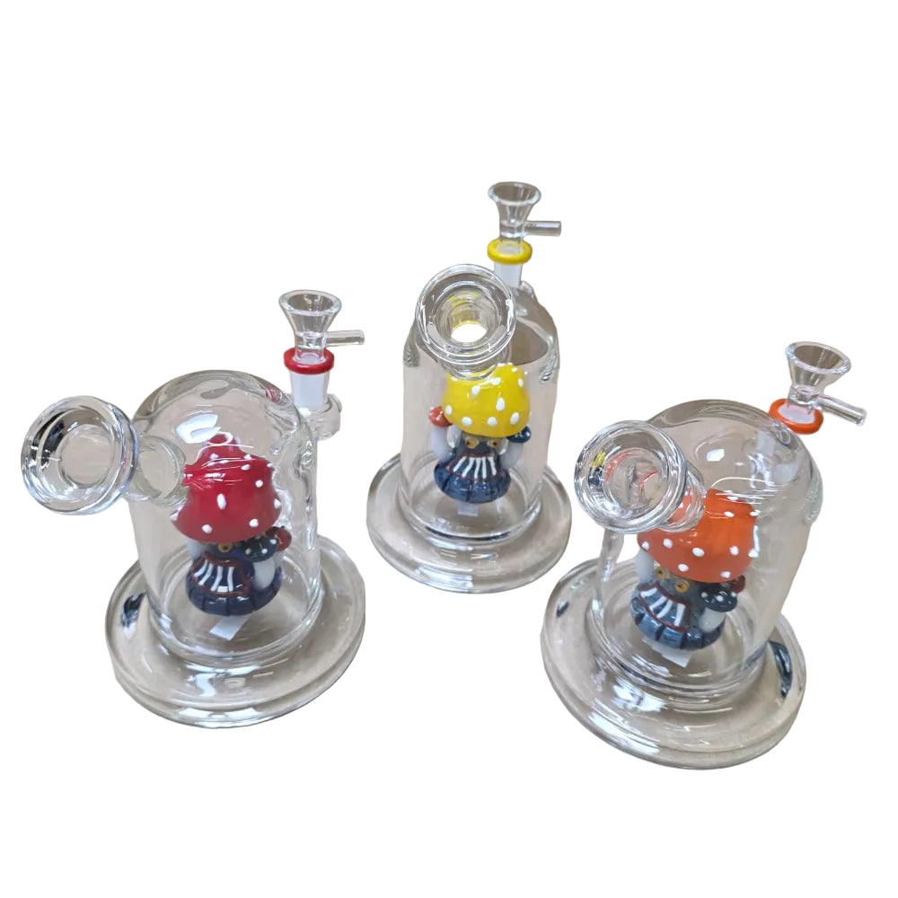 Thick glass mushroom percolator water pipe designed for smooth airflow, better filtration, and a clean, cool smoking experience.