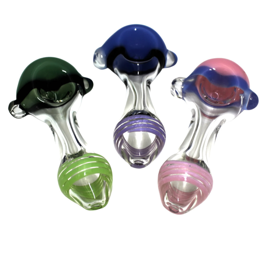 Heavy-duty glass hand pipe with new color clear design, durable glass body, smooth airflow, and compact stylish shape for easy use.
