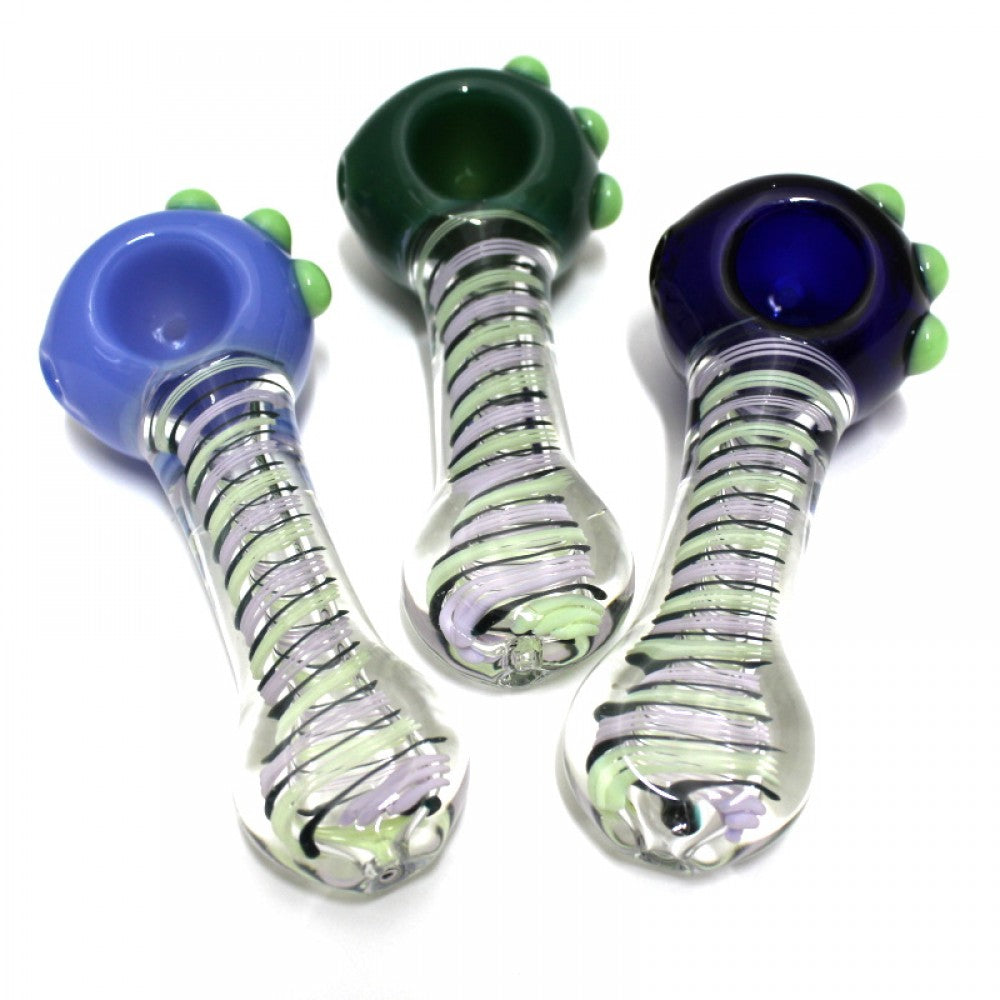 New Color Design Round Head Heavy Duty Glass Hand Pipe with durable glass construction, colorful accents, and smooth airflow design