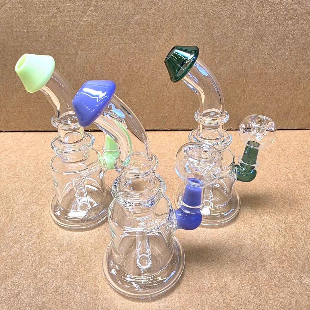 New design dab rig water pipe with modern glass construction and smooth water filtration for enhanced dabbing performance.