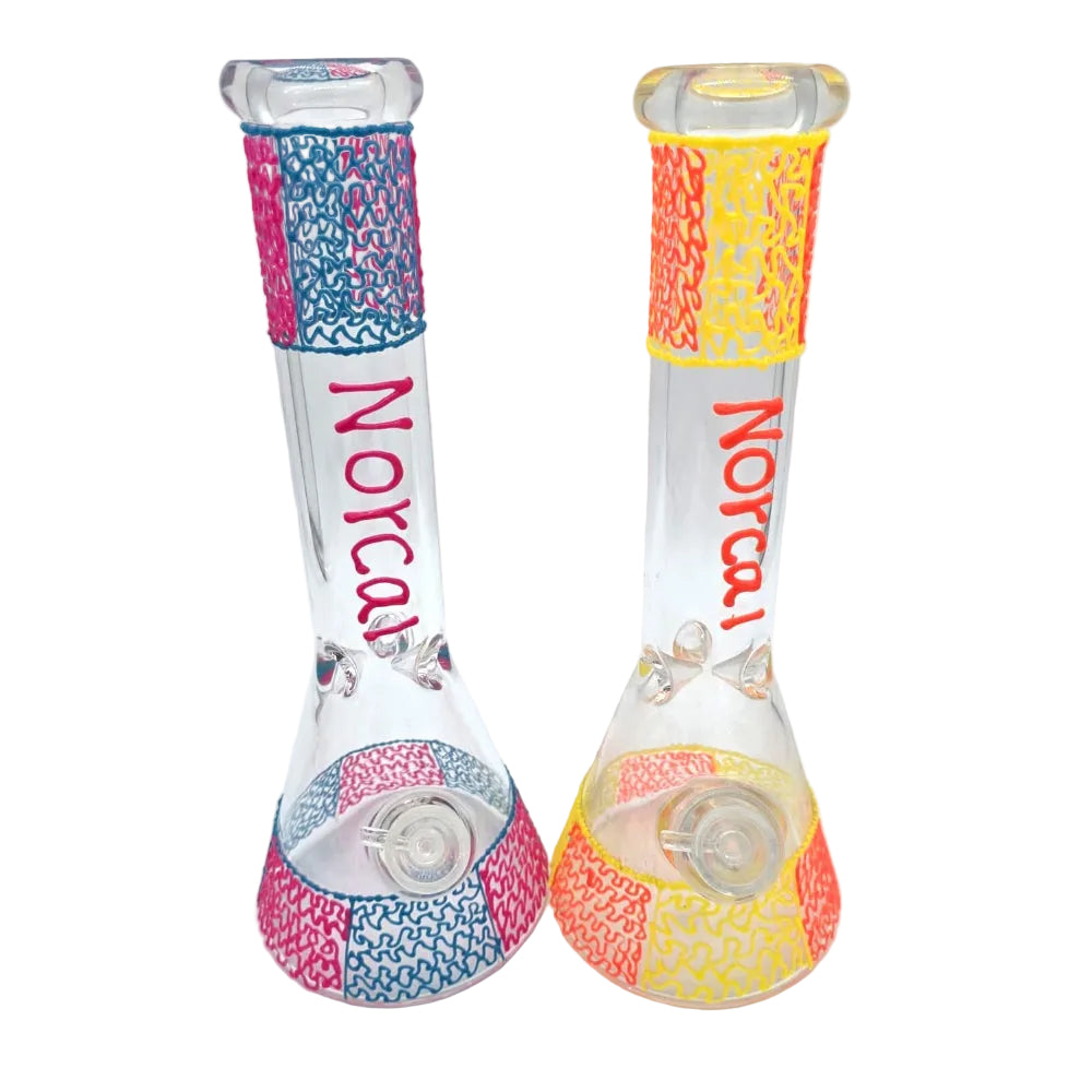 Glow in the dark Norcal beaker style water pipe made from durable glass material