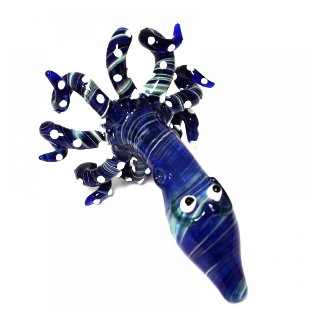 Octopus Glass Hand Pipe featuring detailed octopus-inspired design, durable handcrafted glass construction, and artistic curved tentacle styling.