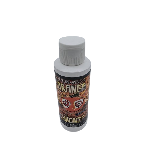 Orange Chronic Cleaner 4oz bottle for fast removal of residue and buildup from glass, metal, and ceramic accessories