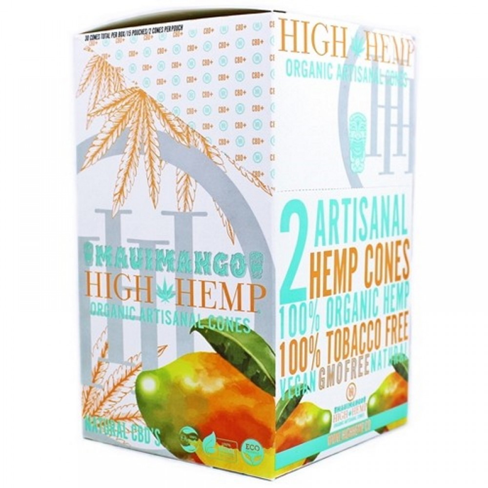 Organic natural cones, 15 pack display with 2 cones per pouch, pre-rolled for convenience and designed to provide a smooth, clean, and consistent burn.