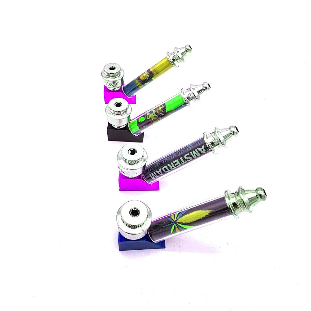Picture Design 3 metal pipe with lid, durable printed metal smoking pipe with secure cover, compact and portable design for everyday use