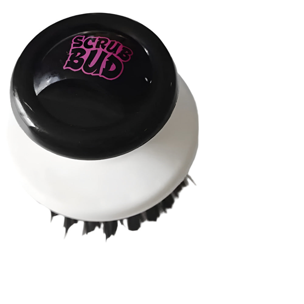 Pink Formula Scrub Bud Grinder Brush durable cleaning tool with strong bristles for removing residue buildup from grinders and small accessories easily.