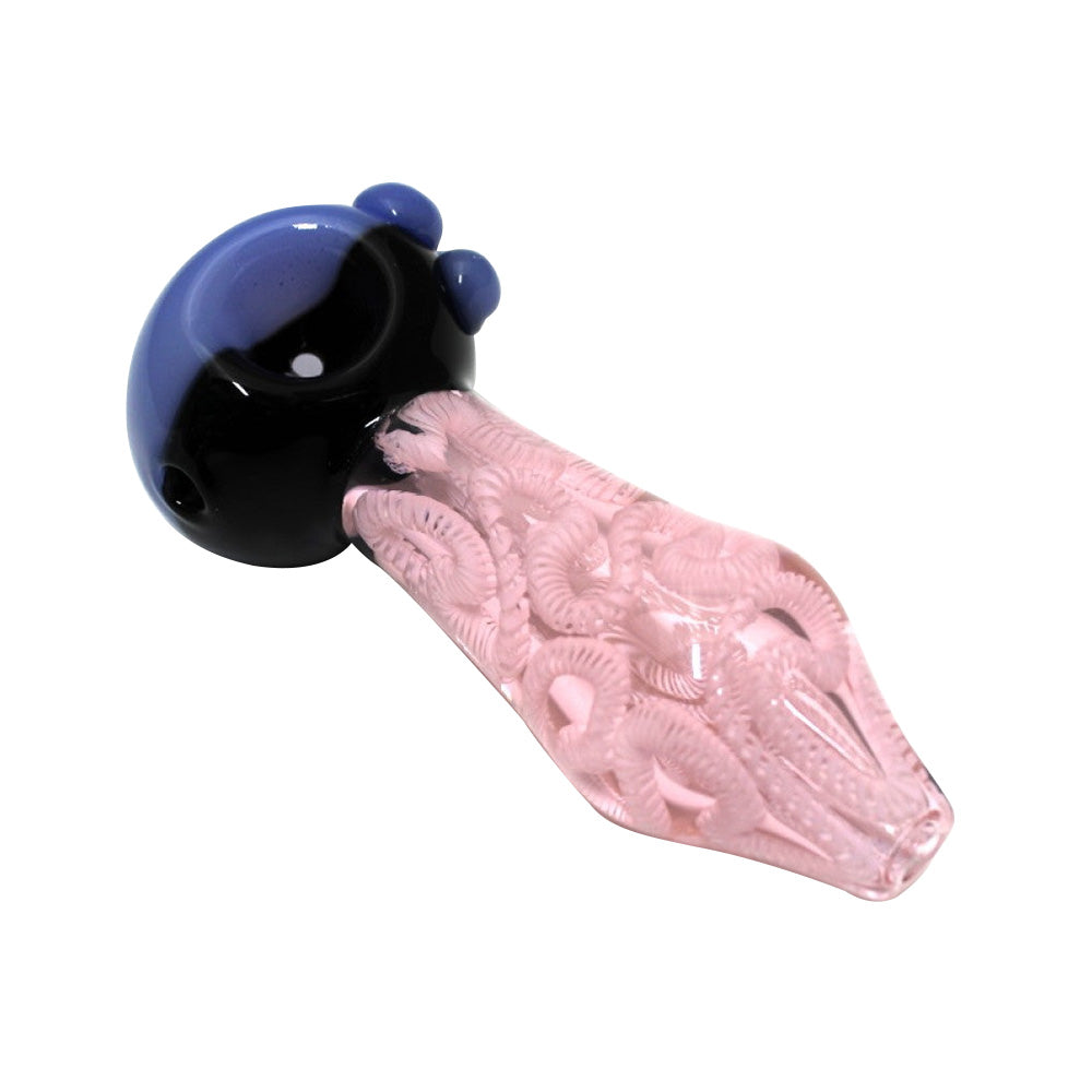 USA color head pink swirl heavy duty glass hand pipe with durable handcrafted design.