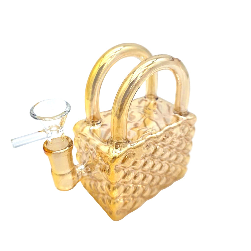 Portable bag design glass water pipe with stylish shape, durable build, and smooth filtration for clean and cool smoking experience.