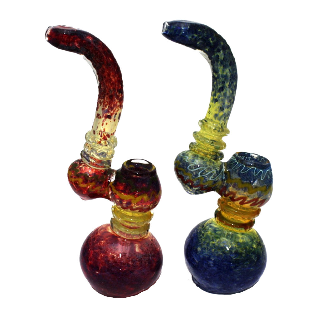 Rasta Art With Blue Purple Color Sherlock Style Bubbler Large Size featuring handcrafted glass construction, vibrant colors, and curved design.
