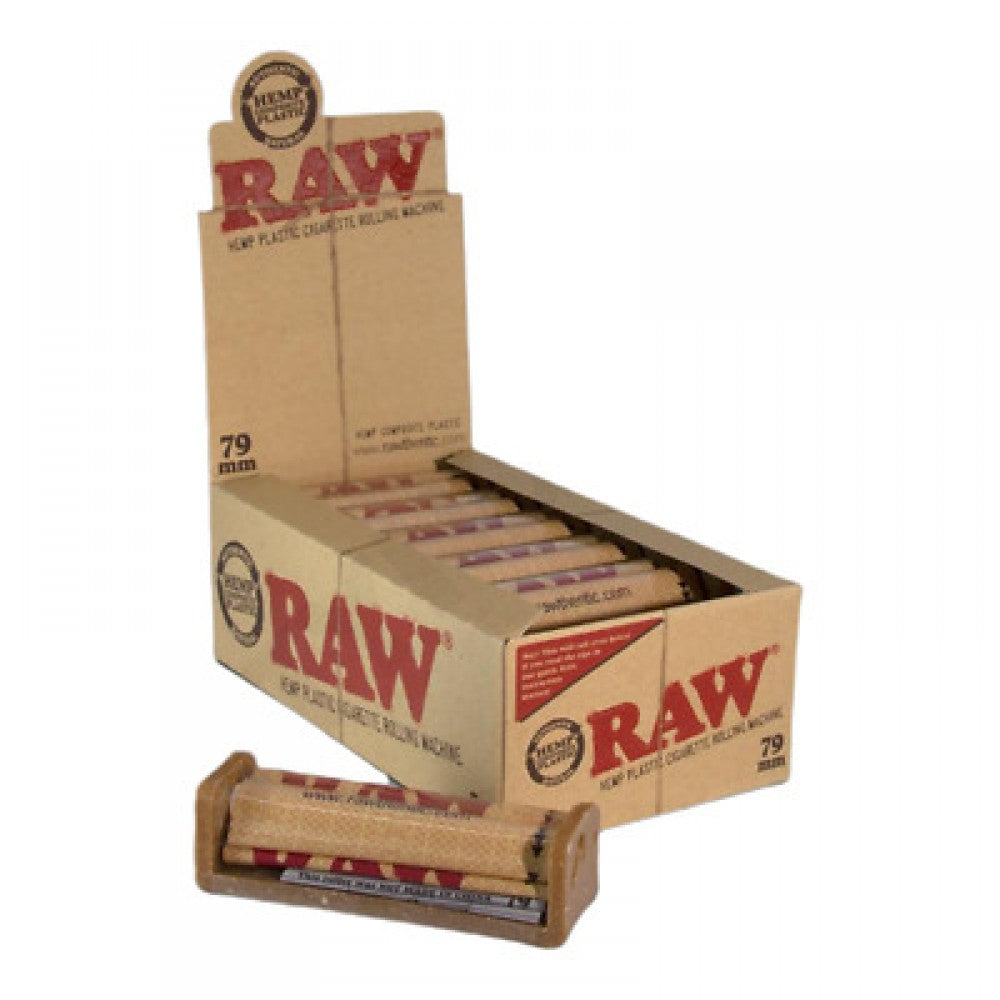 RAW Hemp plastic 79mm cigarette roller made from hemp composite material for smooth and consistent rolling, 12 rollers per pack.