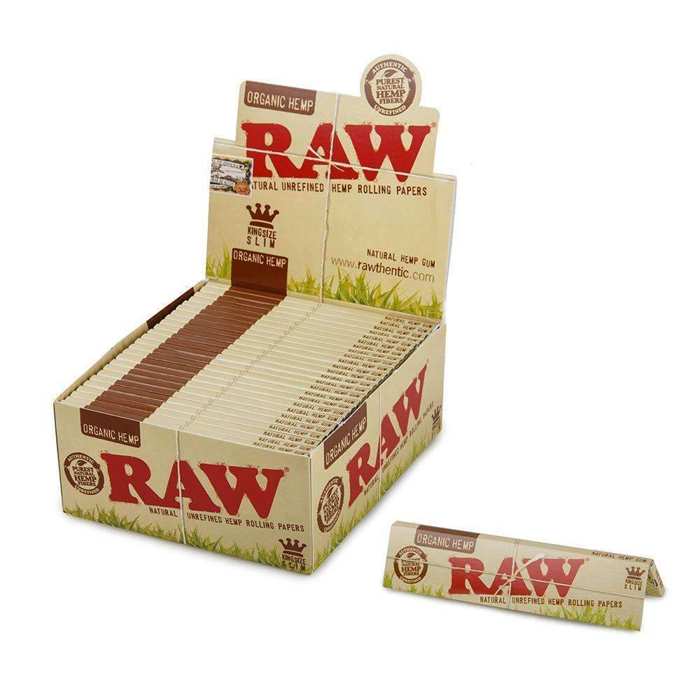 RAW Organic King Size Slim rolling papers 50 count made from organic natural fibers for a smooth and consistent burn.