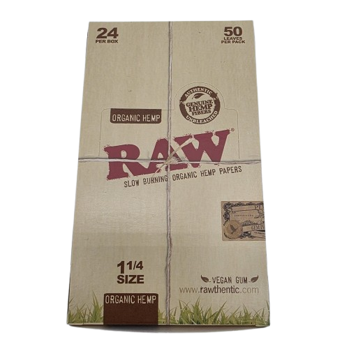 RAW Organic Paper 1 1/4 Size natural unrefined rolling papers designed for a clean, slow, and even burn with a smooth, pure smoking experience.