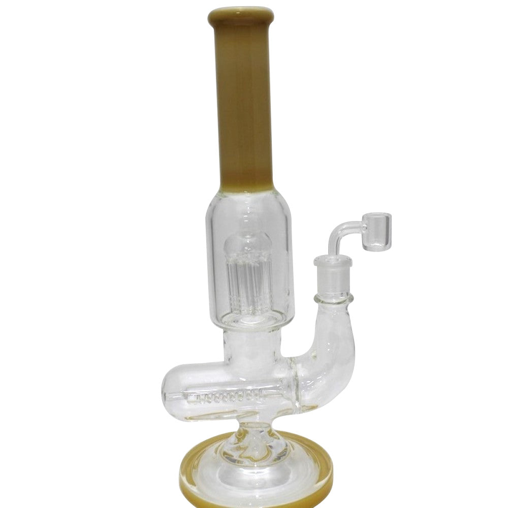 Roller Inline Design Heavy Water Pipe with Tree Percolator, colored tube construction, and 18MM male banger for enhanced filtration and smooth draws.
