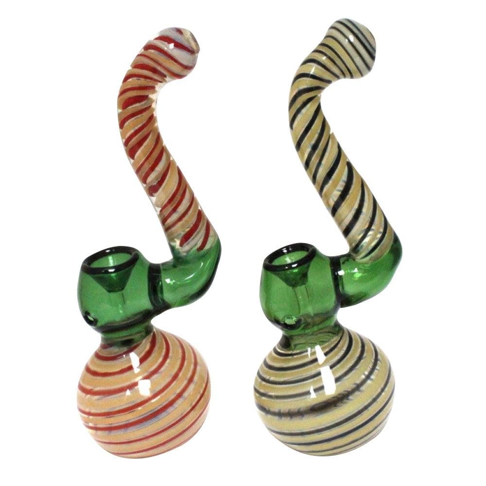 Round Base With Swirl Color Sherlock Style Heavy Duty Glass Bubbler Large Size featuring thick glass construction, stable base, and colorful swirl design.