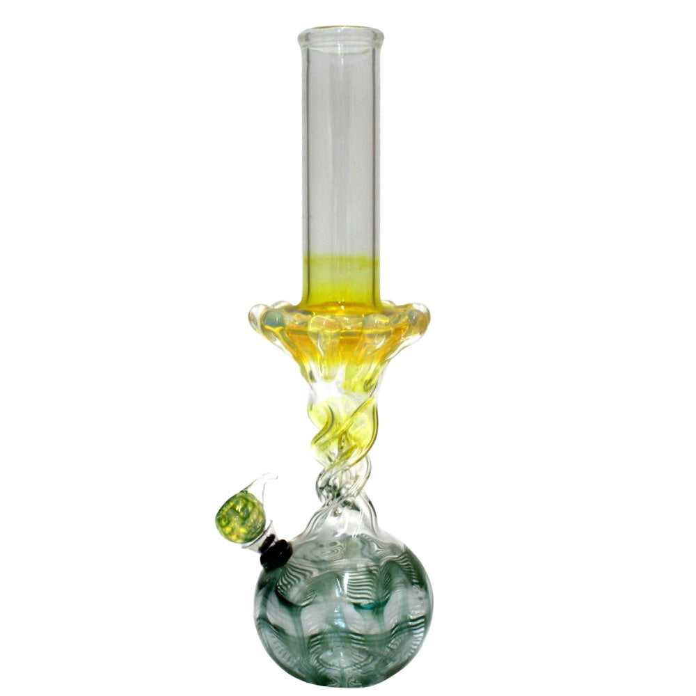 Round Flower Design Art Twisted Water Pipe Regular featuring twisted glass artwork, round floral design, durable construction, and stable base.