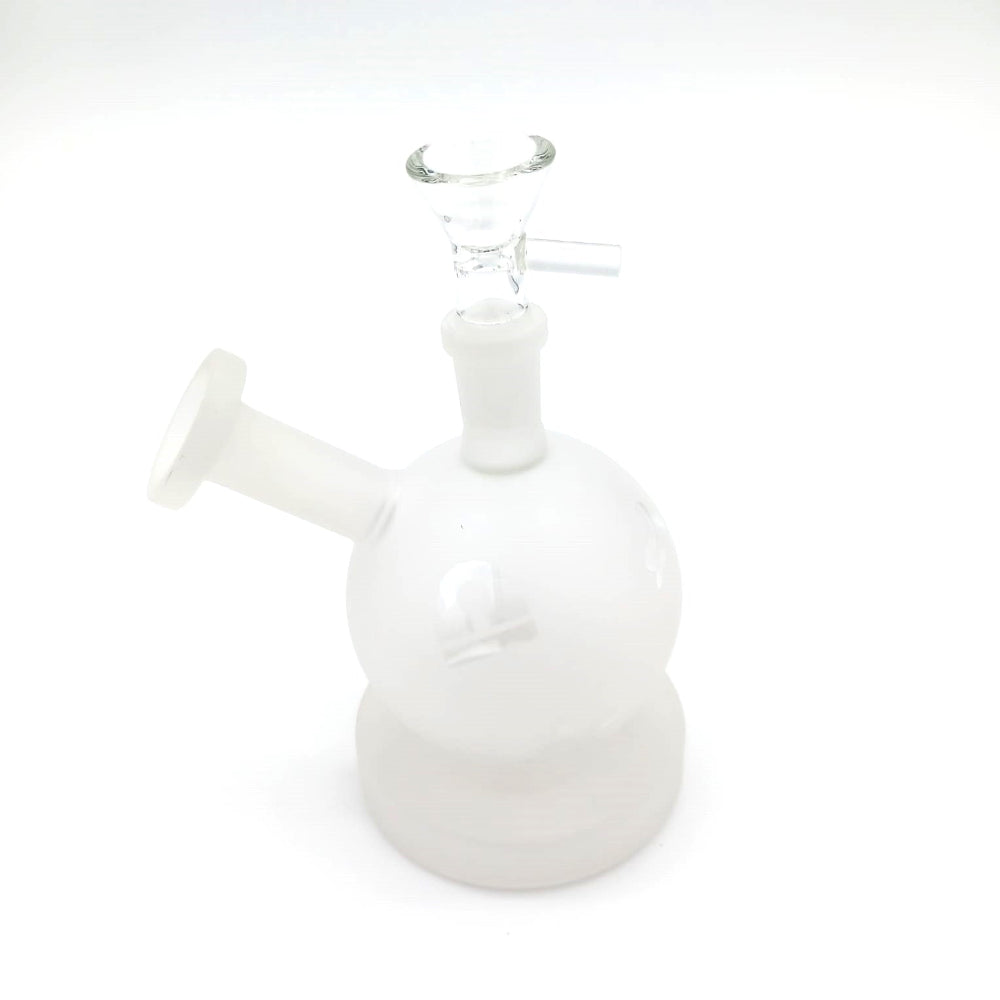 Round shape frosted glass water pipe with thick durable glass body stable base and smooth airflow for clean and stylish smoking experience