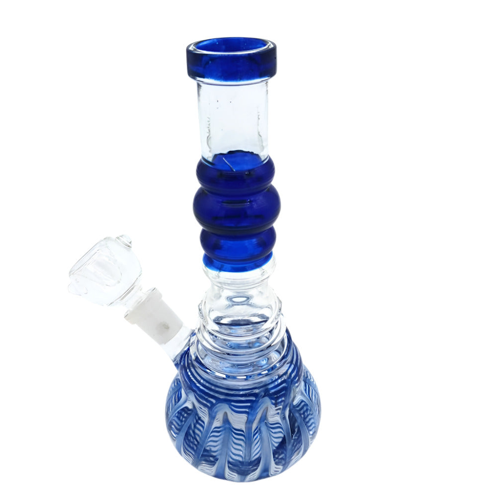 Round base ribbed design color dab rig water pipe wholesale