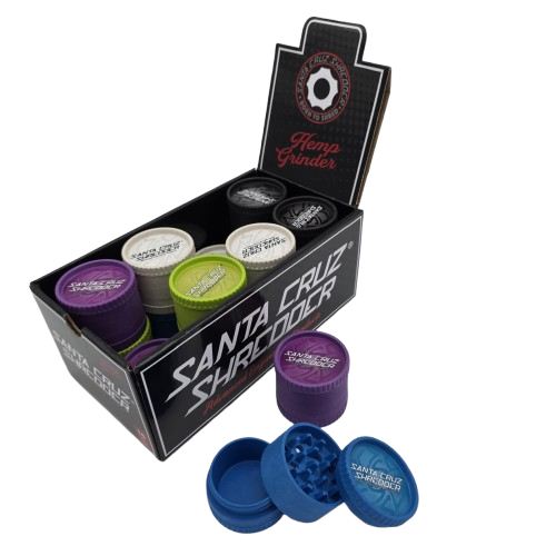 Santa Cruz 3-piece hemp grinder set, 16 pieces per box, designed with durable material and sharp teeth for smooth and efficient grinding of herbs.