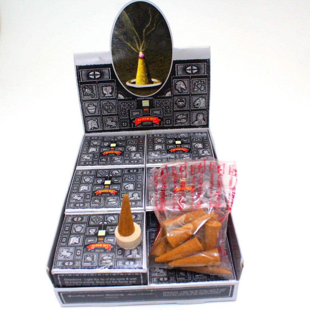 Satya Sai Baba Dhoop Cones 12 pack traditional aromatic incense cones rich fragrance used for meditation prayer and relaxation peaceful ambiance use.