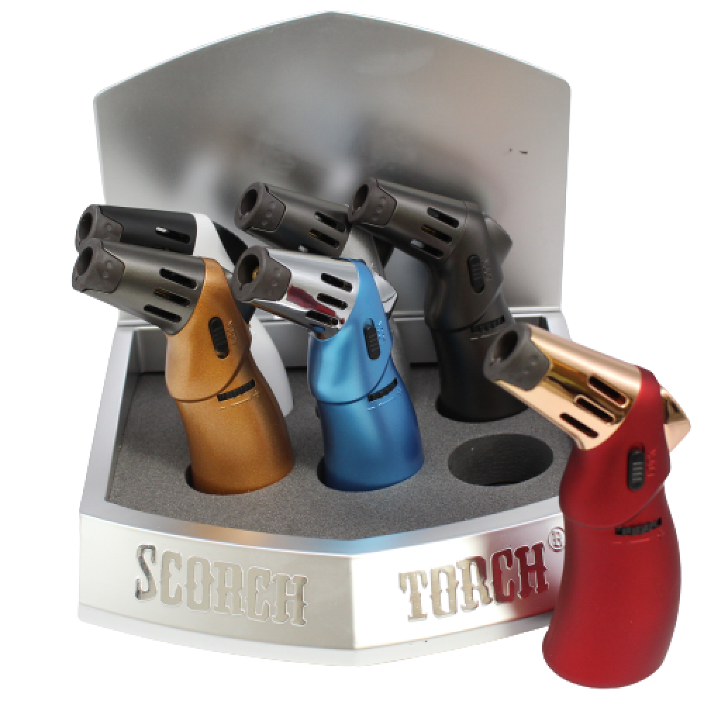 Scorch Torch Model No 61639 lighter 6 pieces per display adjustable flame torch durable metal body wind resistant ignition compact portable design for daily use.