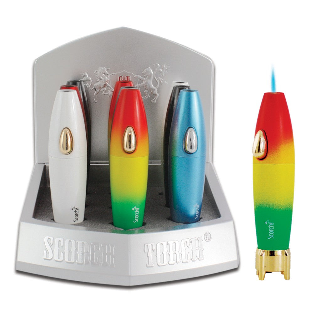 Scorch Torch 61747 rocket design torch lighter 9 pieces per display refillable butane torch with strong adjustable flame for multipurpose use