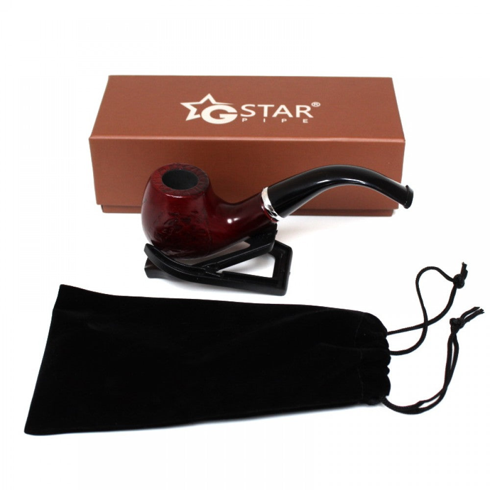 Sherlock Style Wood Pipe with classic curved design, natural wood construction, smooth finish, and traditional craftsmanship.