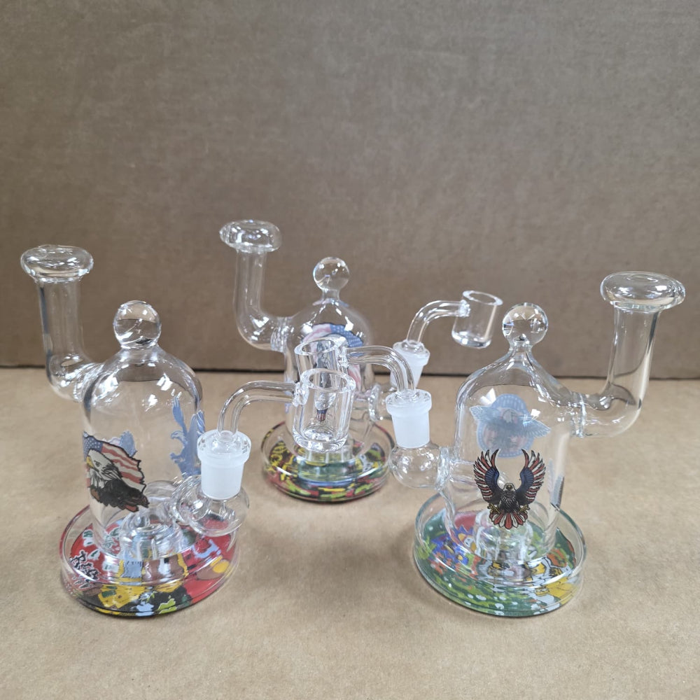 Side Arm Design Color Dab Rig Water Pipe made from durable borosilicate glass for wholesale smoke shops