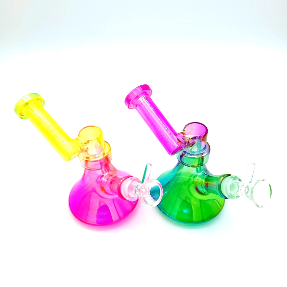 Side arm design dab rig water pipe glass bong with durable build and smooth filtration system.