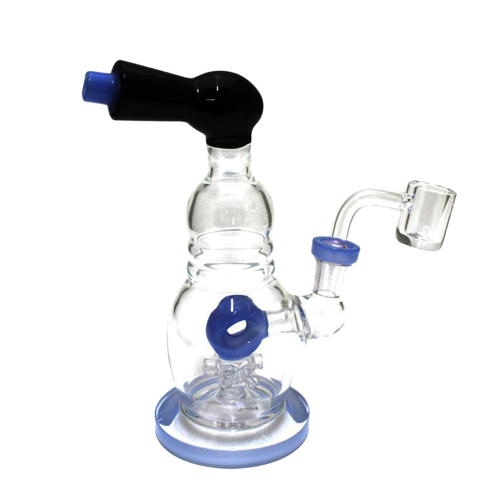 Side car design percolator tube color dab rig water pipe with 14mm male banger featuring advanced percolation system colorful glass body and smooth filtration for clean vapor hits