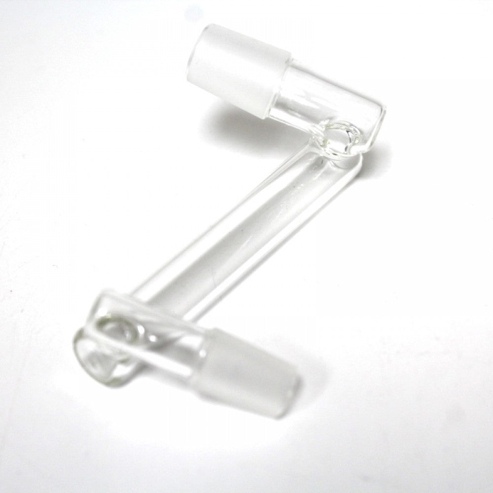 Sidecar drop down adapter made of quartz glass for dab rigs, compatible with 14mm and 18mm male and female joints for flexible connection and heat resistance