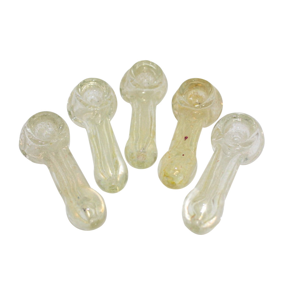 Silver Fumed Clear Glass Hand Pipe with handcrafted clear glass construction, unique silver fumed finish, and durable portable design.