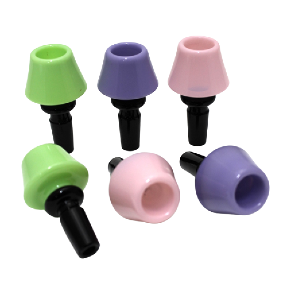 Slime Color Mushroom Shape Bowl with 14MM Male Glass on Glass Joint Durable Glass Bowl Piece for Water Pipes and Rigs.