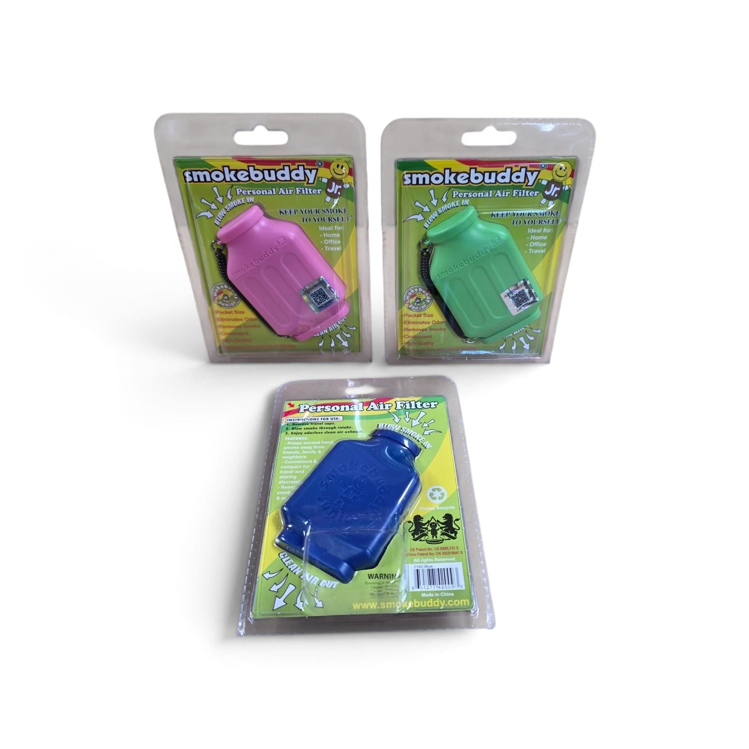 Smokebuddy Jr portable personal air filter featuring a lightweight compact design, replaceable filtration technology, durable construction, and convenient odor-control functionality.