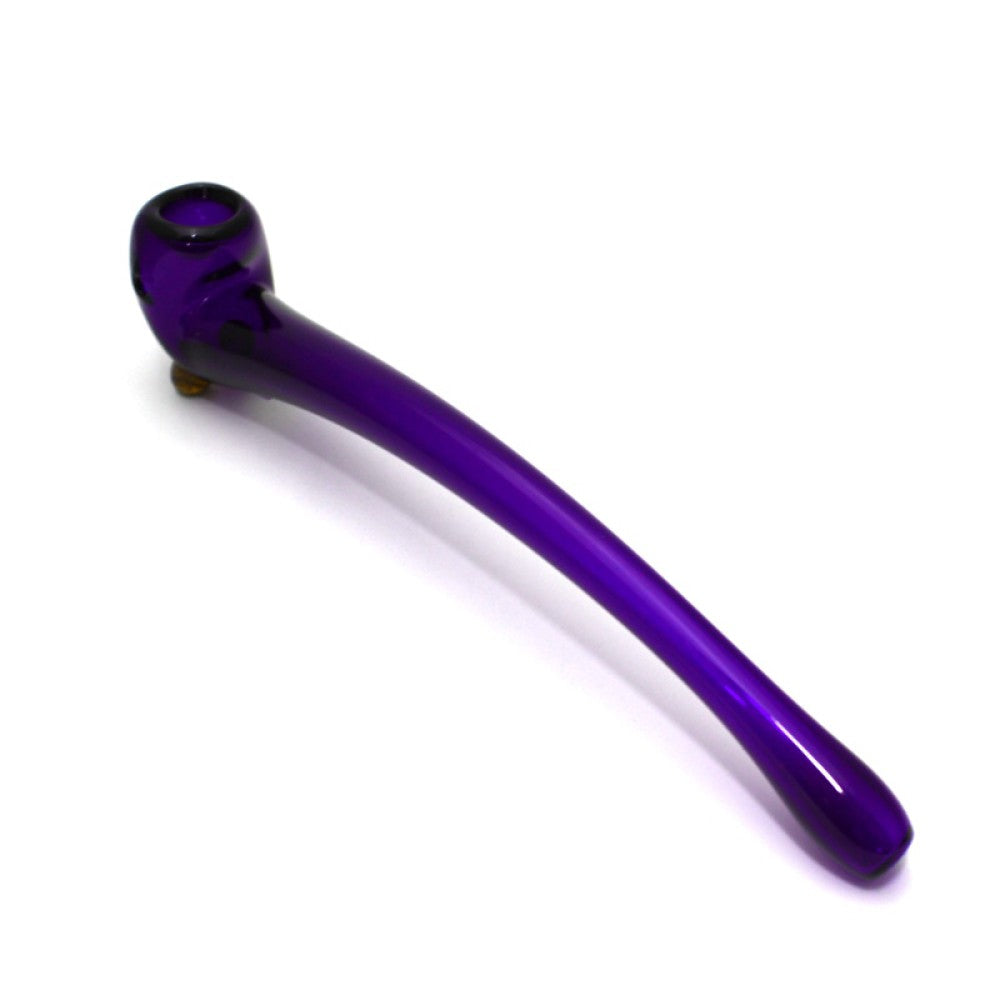 Solid Color Skinny Sherlock Pipe with slim curved design, lightweight glass construction, and smooth finish.
