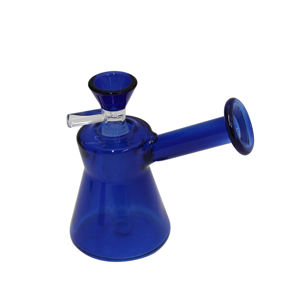 Solid color small water pipe, compact durable glass design with water filtration system for smooth and clean smoking experience.