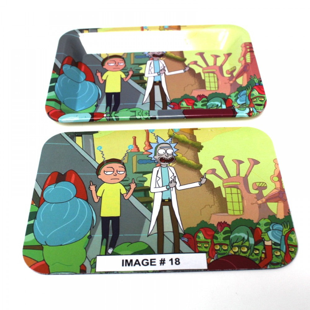 Stylish metal tray with art print and magnetic closure lid, durable and easy-to-use storage solution.