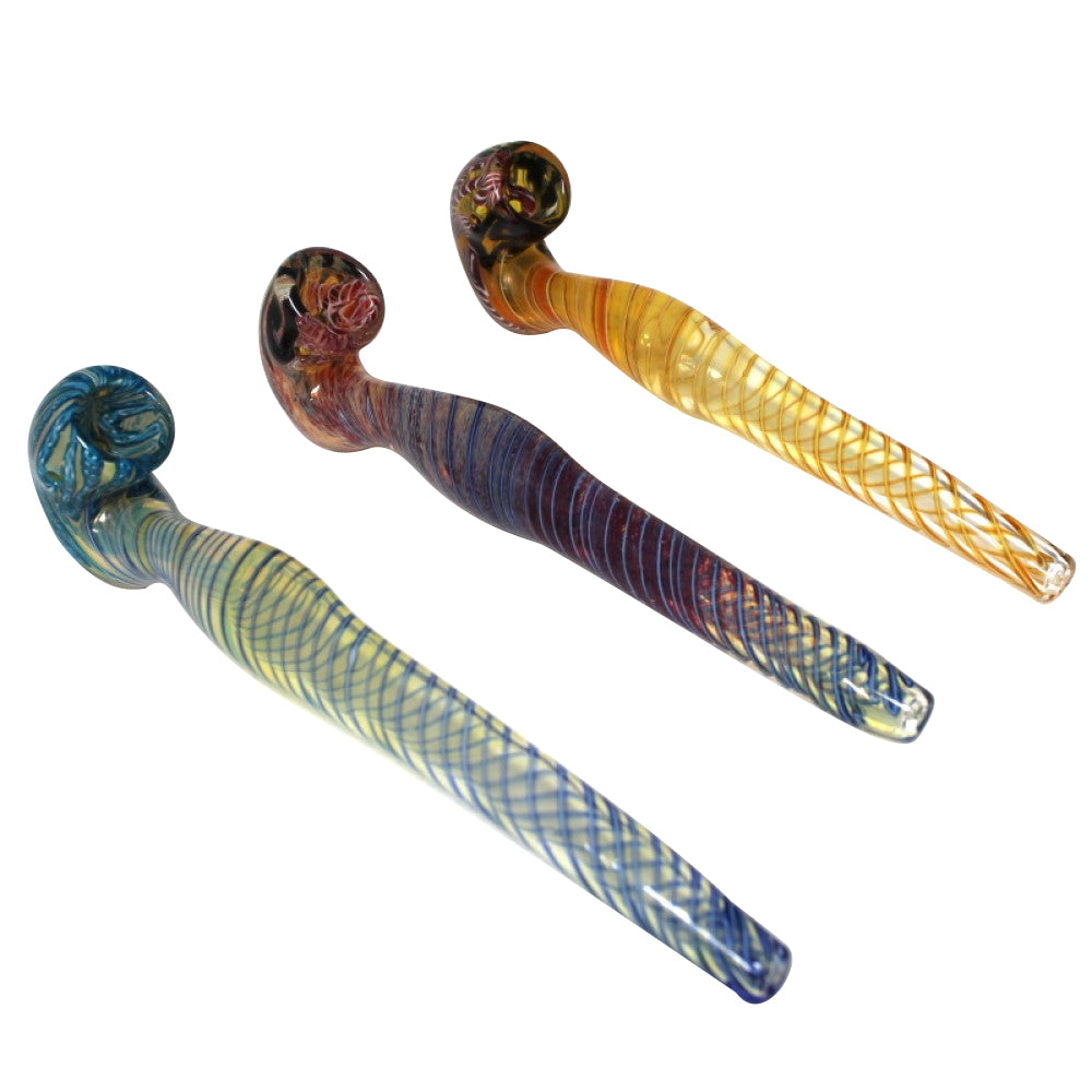 Swirl Color Sherlock Glass Pipe with Vibrant Multi-Color Design and Classic Curved Shape