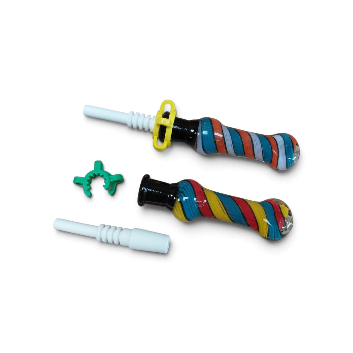 Swirl Color Straw Kit with 14mm Male Ceramic Nail and Plastic Joint Clips