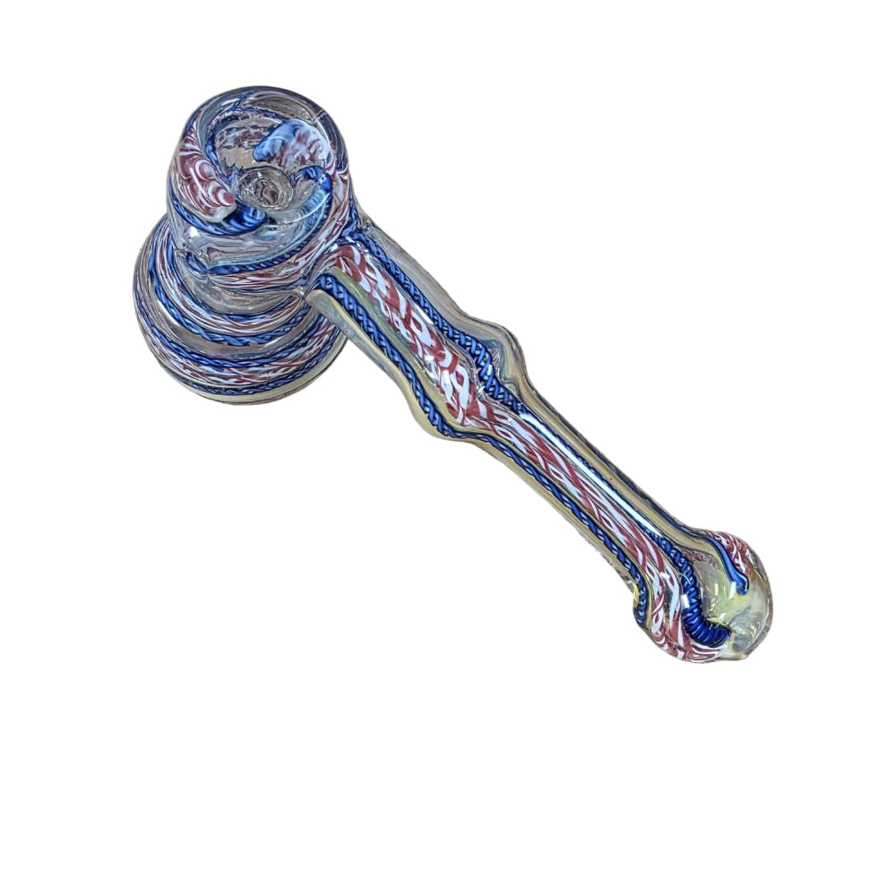 swirl design medium size hammer glass pipe with decorative pattern and durable glass body