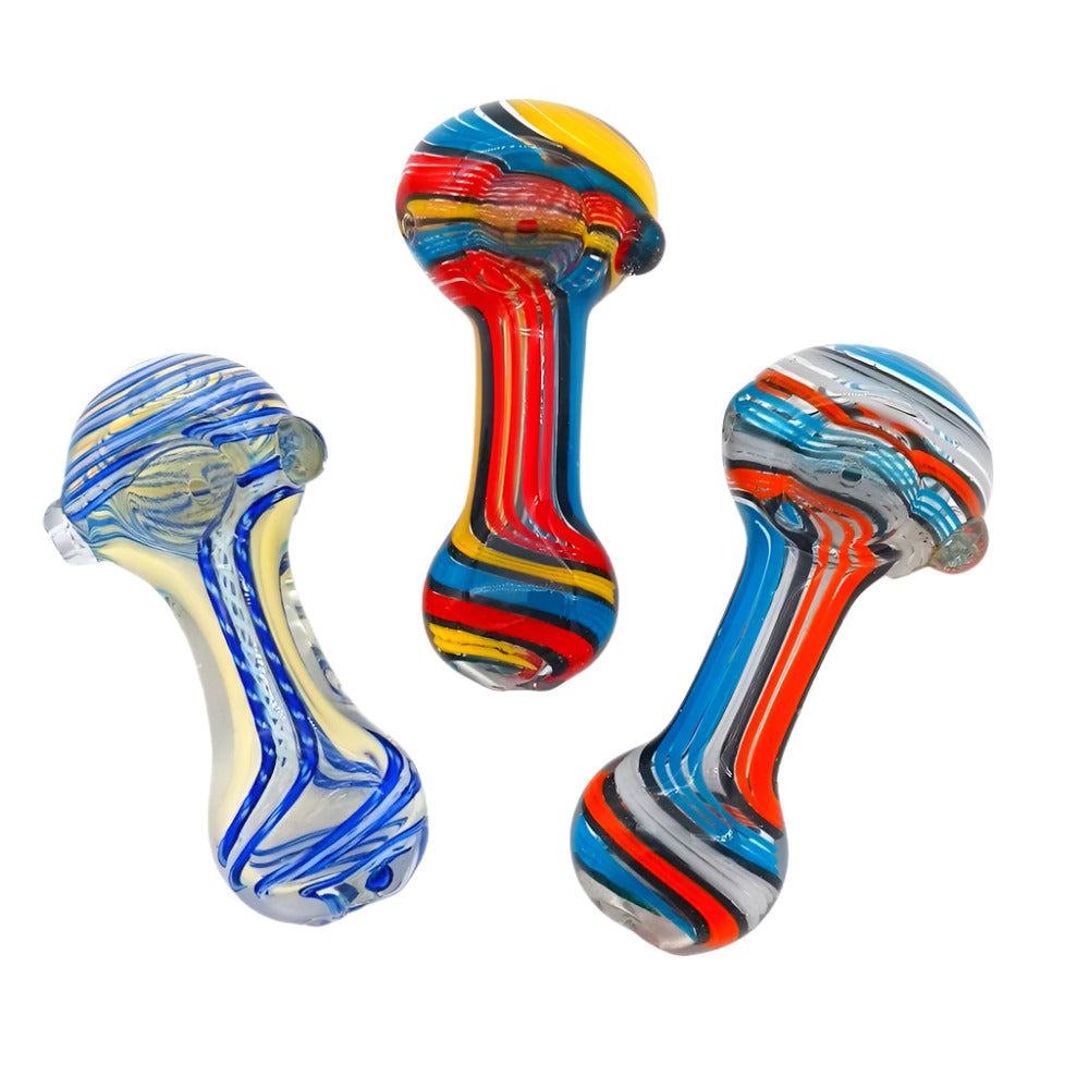 Swirl Color Heavy Duty Glass Hand Pipe made from durable borosilicate glass with vibrant swirl design, compact, heat-resistant, and easy to use pipe.