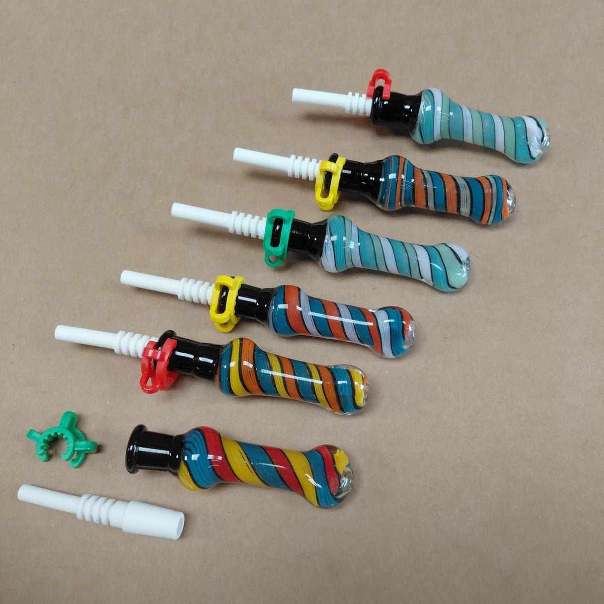 Swirl Straw NC Kit with 14mm Ceramic Nail and Joint Clips
