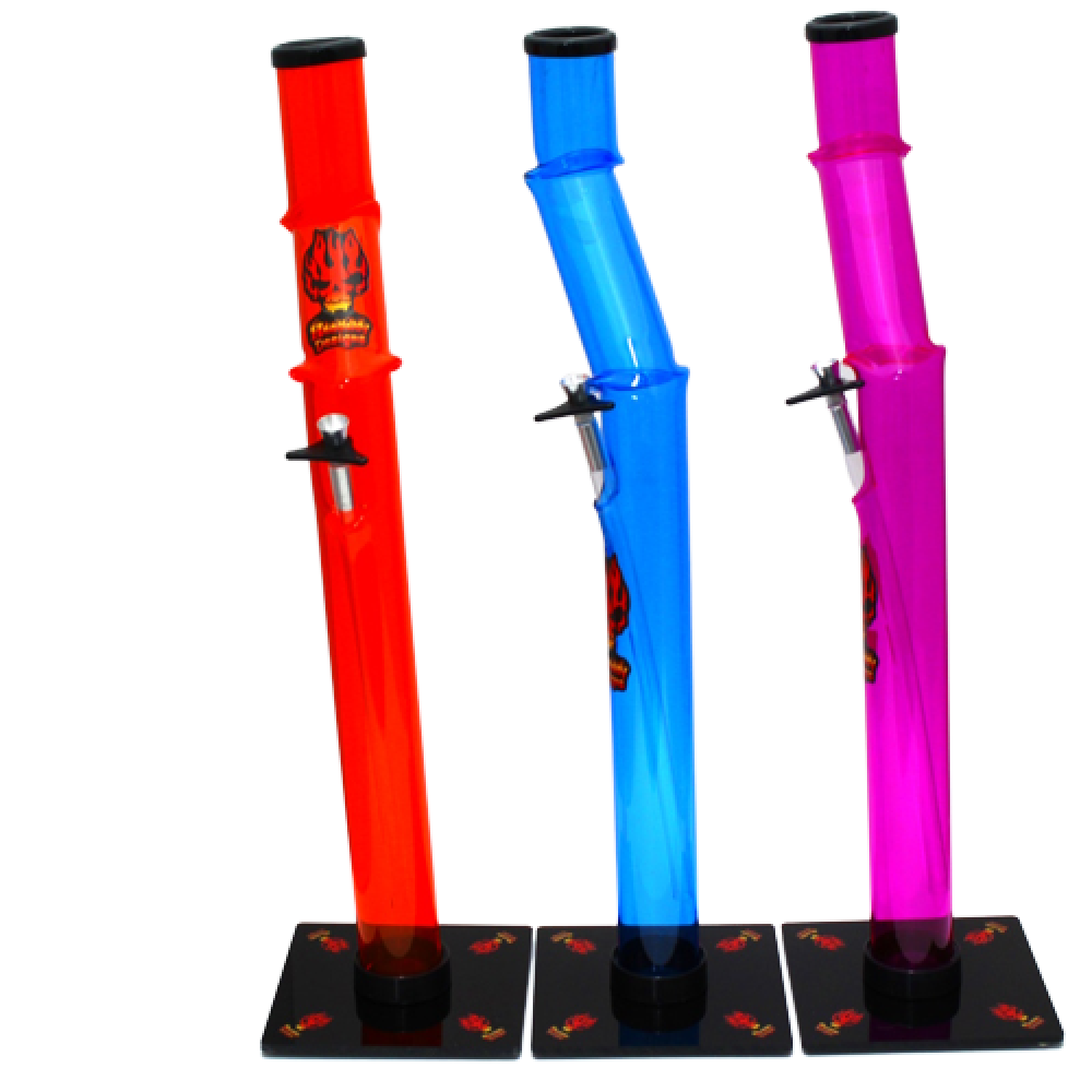 Tall flat big base Dizzy Lizzy acrylic water pipe with durable acrylic construction, wide stable base, tall chamber, and smooth airflow design.