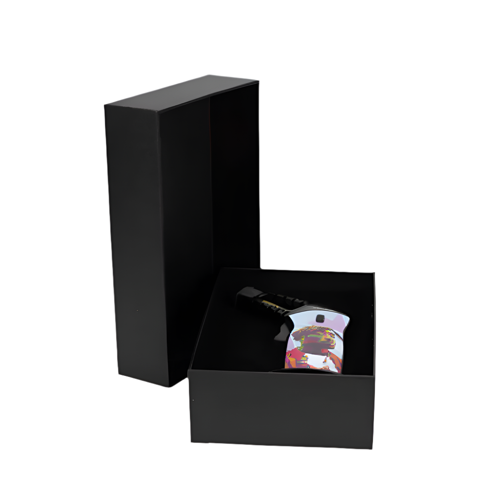 Techno Single Jet Slant Torch Lighter in Gift Box with refillable butane system and windproof angled flame for portable and retail use
